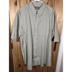 Duluth Trading Co Button Down Shirt Short Sleeve Green Plaid Men’s Size XXL
